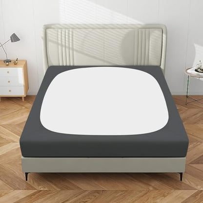 PureFit Stretchy Box Spring Cover Twin - Elastic Fitted Box Spring Wrap Around 4 Sides, Wrinkle & Fading Resistant Fits Twin Size Beds, Dark Gray