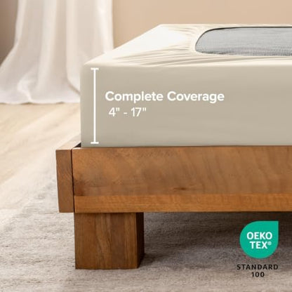 Bare Home Queen Size Box Spring Cover Wrap Around (Queen, Sand)
