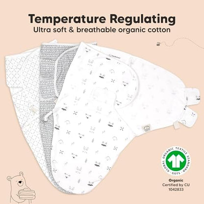 KeaBabies 3-Pack Organic Baby Swaddles for Newborns, Infant, Nordic, 3-6M