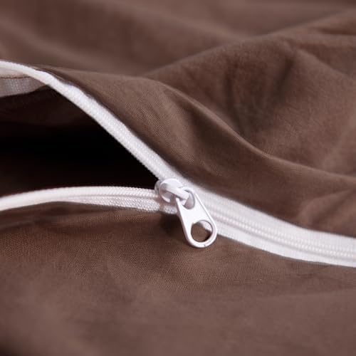 NEXHOME PRO King Duvet Cover Set 100% Certified Organic Cotton with Washed Feel & Linen-Like Texture, Comfortable & Breathable, Home Bedding Set Dark Brown (No Comforter)
