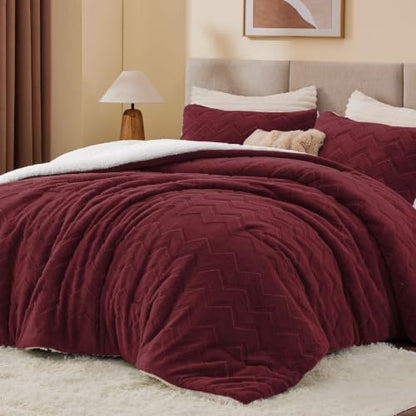 BEDELITE Fluffy Sherpa Queen Comforter Set,Caramel
