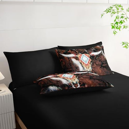 AILONEN Bull Skull Comforter Set Full Size,7-Piece Cattle Cowhide Cow Print Bed in a Bag,Western Cowboy Comforter & Fitted Sheet with Flat Sheet & 2 Pillowcases,2 Pillow Shams for Bedroom
