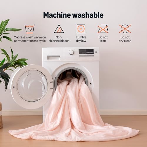 Amazon Basics Cooling Comforter, Soft Lightweight Waffle Weave Blanket for Hot Sleepers, Summer & All Season Bedding to Keep Cool for Night Sweats, 106"x90", King, Pink