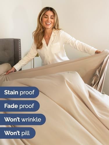 Extra Deep King Sheet Set - 4 Piece Breathable & Cooling Bed Sheets - Cream