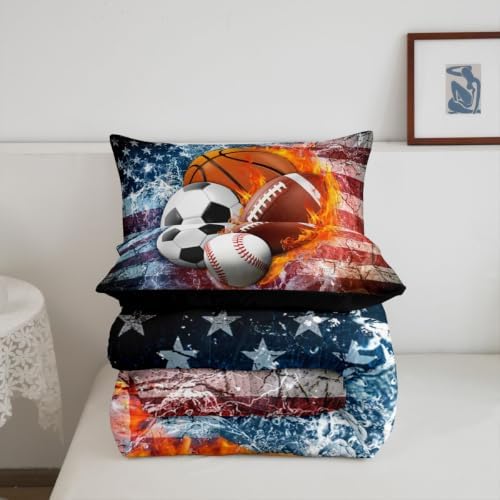 Erosebridal Sports Balls Comforter Set for Kids Boys Girls