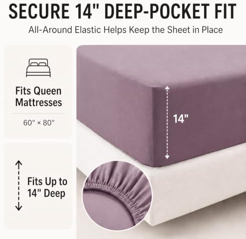 CozyLux Queen Comforter Set Dusty Purple - 7 Pieces Bed in a Bag