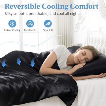 CHOSHOME Cooling Comforter Cooling Blanket, Q-Max 0.45 Cool Sleeping Summer Blanket for Hot Sleeper Night Sweats, King 90" x 108", Black 03