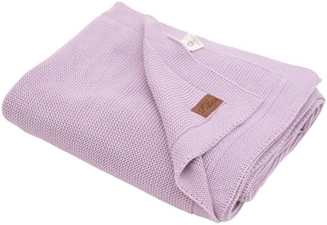 Dalisa 100% Organic Turkish Cotton Throw Blanket - GOTS Certified, Cozy - Perfect for Couch, Bed, and Home Decor - Boho Vintage Knit Alina (Lavender Frost, 60x80)