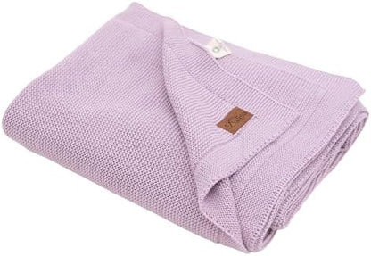 Dalisa 100% Organic Turkish Cotton Throw Blanket - GOTS Certified, Cozy - Perfect for Couch, Bed, and Home Decor - Boho Vintage Knit Alina (Lavender Frost, 50x60)