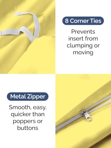 Duvet Cover Queen Size - Soft 3 Piece with Zipper Closure - Yellow