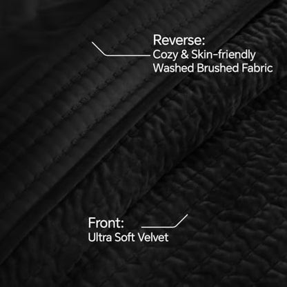 BEDELITE Velvet Quilt Set King Size, Luxury Velvet Comforter Bedding
