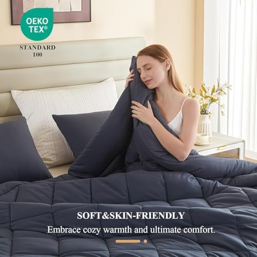 Oversized King Comforter, Super King Comforter Oversized, All Season Soft Quilt Down Alternative Duvet Insert with 8 Corner Tabs(120x98, Grey)