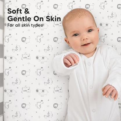 KeaBabies 2pk Organic Cotton Crib Sheets for Boys Girls 52x28, KeaSafari