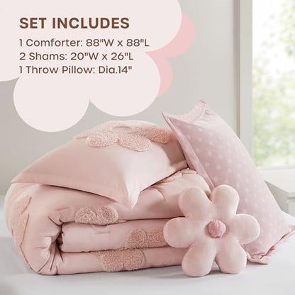 Intelligent Design Kids Pink Floral Queen Comforter Set for Girls, 4pc