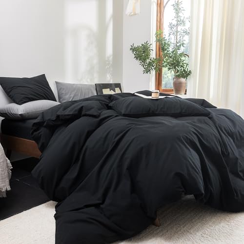 FOSSA Duvet Cover Set 100% Washed Cotton Linen Feel Oversized King Plus