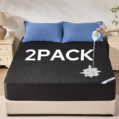 BEDLORE 2 Pack Waterproof Mattress Protector, Queen Size Mattress Pad