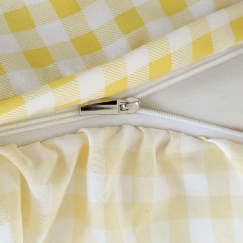 NSNLGSGC Yellow Gingham Ruffle Twin Duvet Cover
