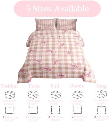 jejeloiu Bowknot Comforter Set Twin Size Bedding Set for Kids Boys Girls
