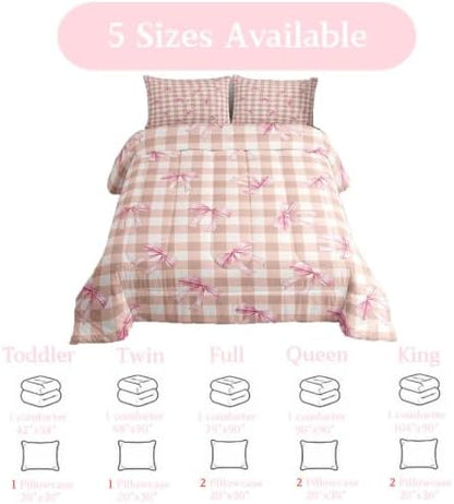 jejeloiu Bowknot Comforter Set Twin Size Bedding Set for Kids Boys Girls