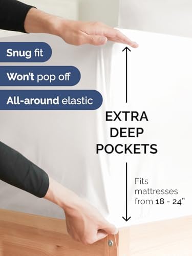 CGK Linens Extra Deep Split King Fitted Sheet Only - Antique White