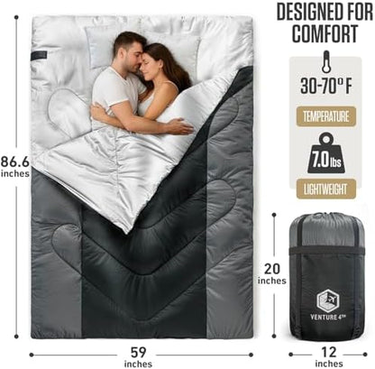 VENTURE 4TH Backpacking Sleeping Bag for Camping - Single, XXL & Double