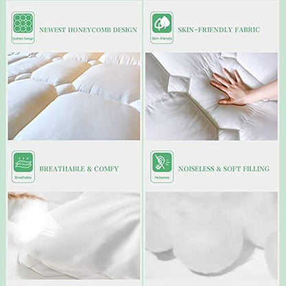 UNILIBRA Twin Size Mattress Pad Cooling Rayon from Bamboo, Quilted Fitted Mattress Protector Pillow Top Single Mattress Cover with Deep Pocket Up to 19 Inches, Ultra Soft Filling Mattress Topper