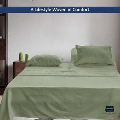 4 Piece Flex Head King Sheet Set 34" Top, 100% Egyptian Cotton, Sage