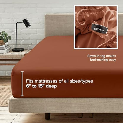 Bare Home Full Fitted Sheet - 1800 Ultra-Soft (Full, Terracotta)