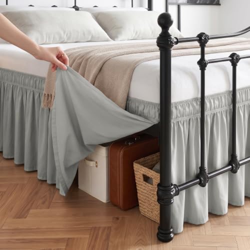 RIMELA Bed Skirt with Split Corners, Queen, 18 Inch Drop, Light Grey