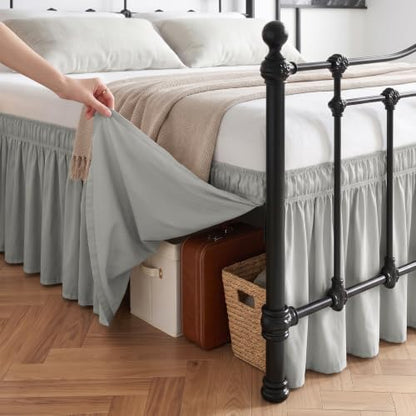 RIMELA Bed Skirt with Split Corners, Queen, 18 Inch Drop, Light Grey