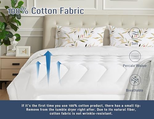 Pillow Cases Standard Queen Cotton Percale Set of 2, Green Leaves