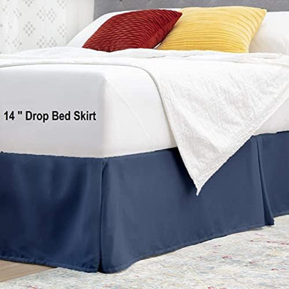 Premium Quality 800-TC Box Pleated 60x80 Queen Size Bed Skirt 14" Inch Drop Length with Split Corners 100% Egyptian Cotton Easy Fit Wrinkle Free & Fade Resistance