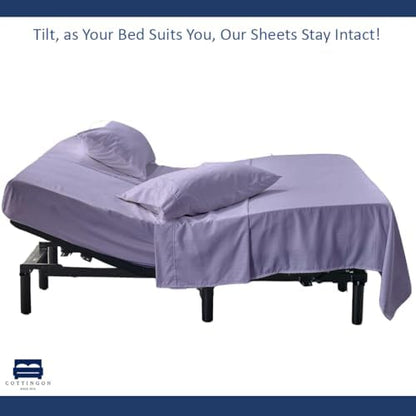 4 Piece Flex Head King Sheet Set 34" Top, 100% Egyptian Cotton, Lavender