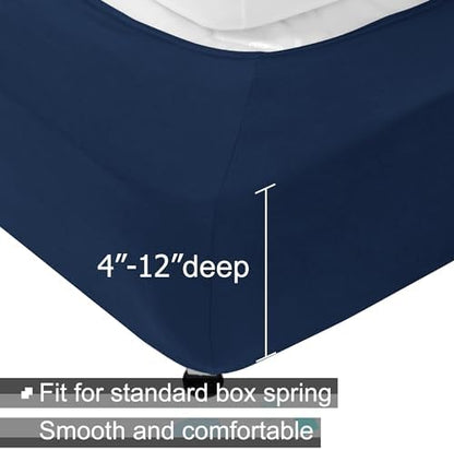 ALYVIA SPRING Twin Box Spring Cover Jersey Knit Stretchy, Navy