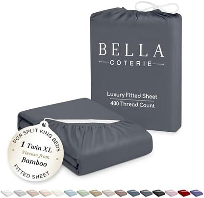 Bella Coterie | Luxury Bamboo Viscose Split King Size Fitted Sheet Only