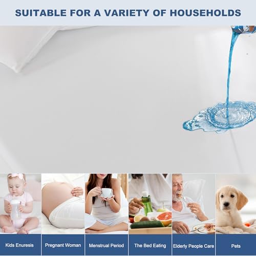 GRT Twin XL Waterproof Mattress Protector, 80" x 39", White, 1 Pack - Machine Washable, Vinyl-Free, OEKO-TEX Certified