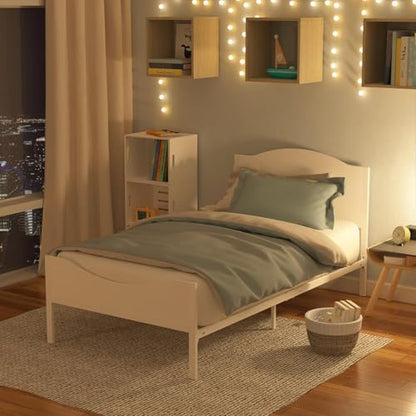 Timy Kids Twin Bed Frame with Wooden Headboard and Footboard Platform Bed