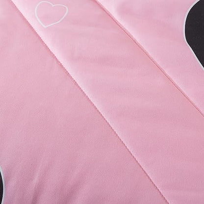 Caressma Pink Comforter Set Twin Size Black Heart Set 2pcs with Pillowsham