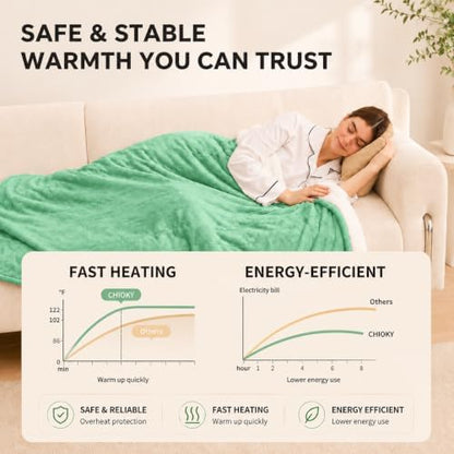 Heated Blanket Electric Blanket Twin Size, Aqua Green