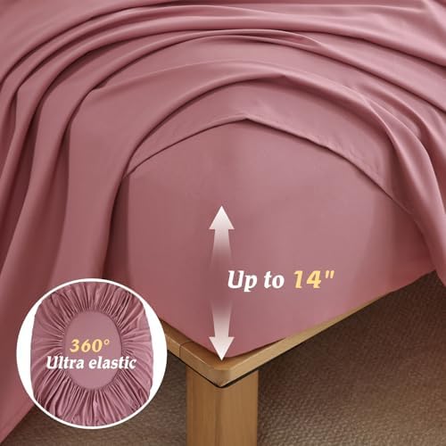 Luxudecor King Comforter Set 7 Pieces Bedding Sets,Black Pink Floral Comforter and Sheet Set,Soft Microfiber Bed in a Bag for All Seasons (Black Pink,104"x90")