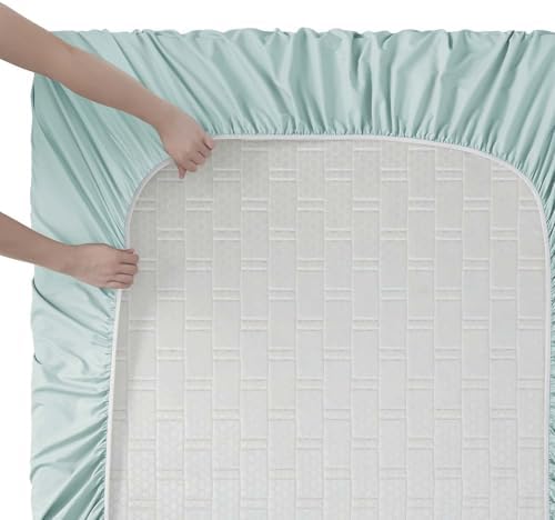 Clara Clark Twin Sheets, 5 Piece Set - Hotel Luxury Sheets for Twin Size Bed, Super Soft Bedding Set, Twin Size, Aqua Light Blue