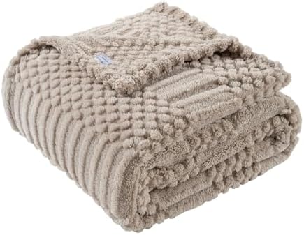 60x80 Inch Brown Twin Blanket - Soft & Fluffy Fleece, Neutral Tan Color, Cute & Aesthetic, Perfect for Sofa, Couch, Chair, Bed, Living Room & Bedroom, All-Season Use, Plush & Cozy Decorative Blanket