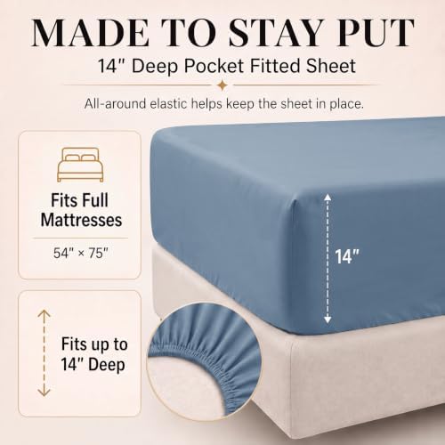 CozyLux Full Size Comforter Set Grayish Blue, 7 Pieces Bed in a Bag