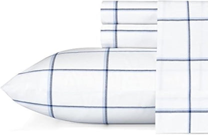 Nautica - Twin XL Sheets, Cotton Percale Bedding Set, Crisp & Cool, Fully Elasticized, Ideal Dorm Essentials (Plot Blue, Twin XL)