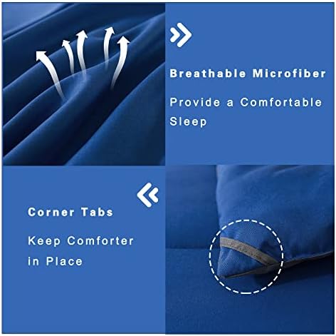 DOWNCOOL Blue/Grey Full Size Comforter Set - All Season Bedding with 2 Pillowcases - 3 Pieces Bed Set Down Alternative Comforter Set