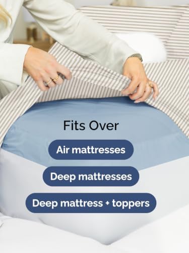 Extra Deep Pocket Cal King Sheet Set - Breathable & Cooling - Beige Stripes