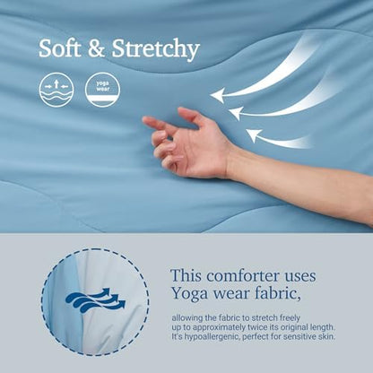 Hotel Grand Cooling Comforter for Hot Sleepers, Cooling Blankets Twin Size, Q-Max>0.4, Breathable and Soft, Lightweight Blankets for Summer (Blue, 68"x90", Packed with Cooling Pillowcase)