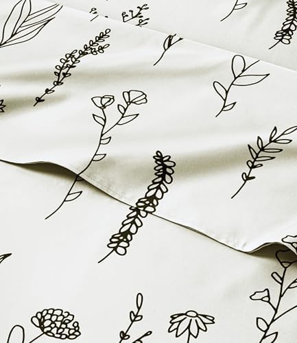 Full 4 Piece Boho Botanical Floral Sheet Set - Soft & Cooling - Plants
