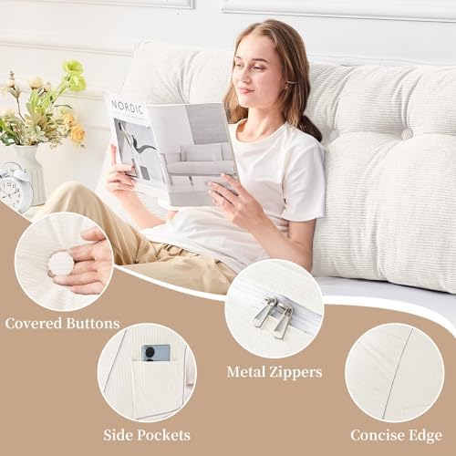 Sasttie Headboard Pillow Queen, Wedge Pillow Headboard, White