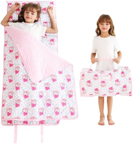 Lasoftan Toddler Nap Mat with Pillow and Blanket, Extra Large Rolled Napping Mats,Slumber Bags for Boys Girls,Kids Sleeping Bag for Daycare, Preschool Travel Camping